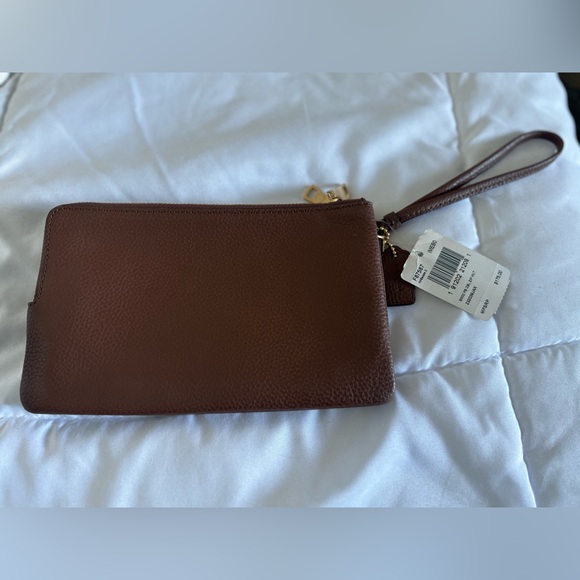 New Coach double corner zip wristlet/ wallet in Saddle brown - Picture 6 of 7